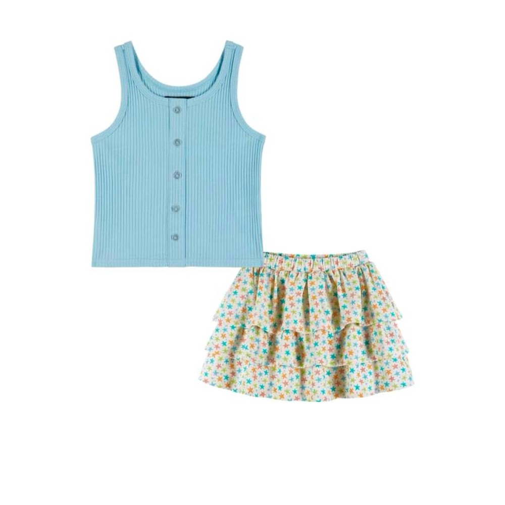 Andy & Evan® Blue Ribbed Tank & Starfish Skort Set, Girls Size 6X, New with Tags